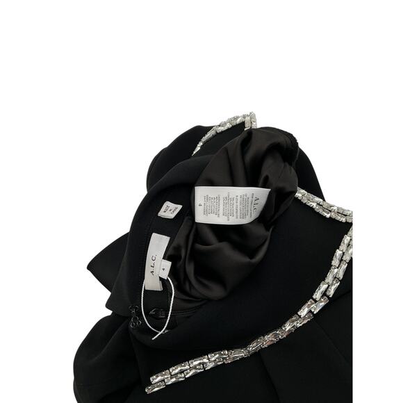 A.L.C. 'Lark' Black Polyester Cropped Crystal Top Size 4 - Picture 4 of 4